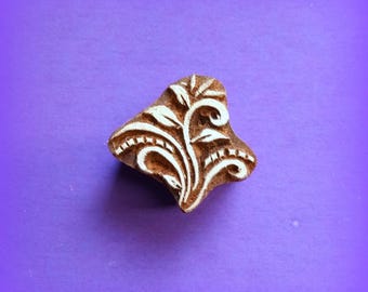 Abstract Swirl Curlicue Wood Pottery  Stamp Hand Carved Fabric Textile Indian Print Block SMBX4