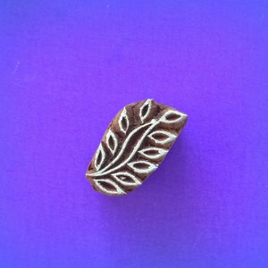 Small Leaf Wood Stamp Hand Carved Fabric Textile Indian Print Block