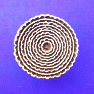 Round  Circle Wood Stamp Hand Carved Fabric Textile Pottery Indian Print Block