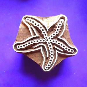 Starfish  2 inch Wood Stamp Hand Carved Fabric Textile Pottery Clay Indian Print Block