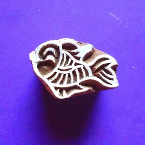 Small Goldfish Hand Carved Wood Stamp Fish Pottery Clay Fabric (SM72) Textile Indian Print Block