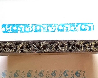 Antique Vintage Wood Abstract Textile Clay Border Stamp Hand Carved Old Indian Printing Block VBX1