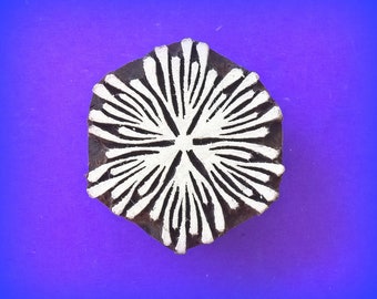 Geometryczny okrągły kwiat, drewniany stempel, ręcznie rzeźbiona ceramika, henna, batik, tkanina, indyjski blok drukarski