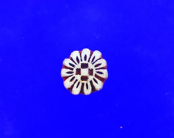 Sunflower Small Round Hand Carved Wood Stamp Pottery henna Printing Block smbx2