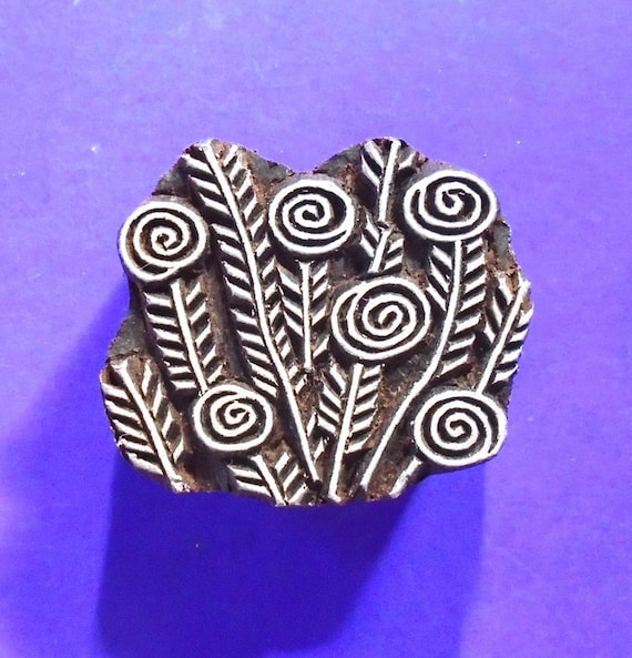 Hand Carved Lotus Design Printing Block Wooden Textile Fabric Print Stamp Craft