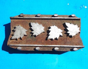 Antique Leaf Vine Vintage Wood Textile Clay Border Stamp Hand Carved Old Indian Print Block V60