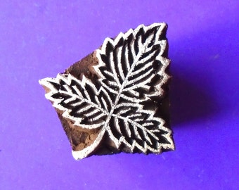 Leaf  Wood Pottery Clay Textile Stamp Hand Carved Indian Print Block