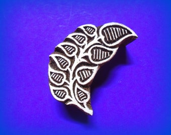 Leaf Hand Carved Wood Textil  Stamp Leaves Sprig Pottery Clay Fabric Batik Soap Indian Print Block