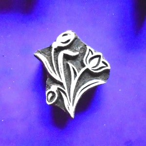 Tulip Flower Hand Carved Textile Fabric Floral Wood Stamp Indian Print Block
