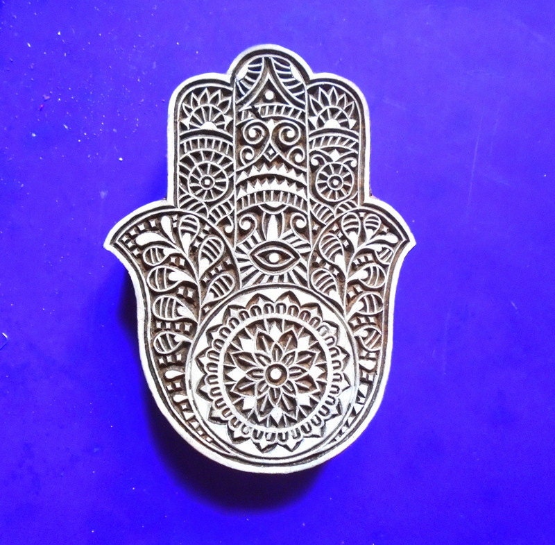 Large Hamsa Hand of Fatima Fabric Pottery Henna Textile ...