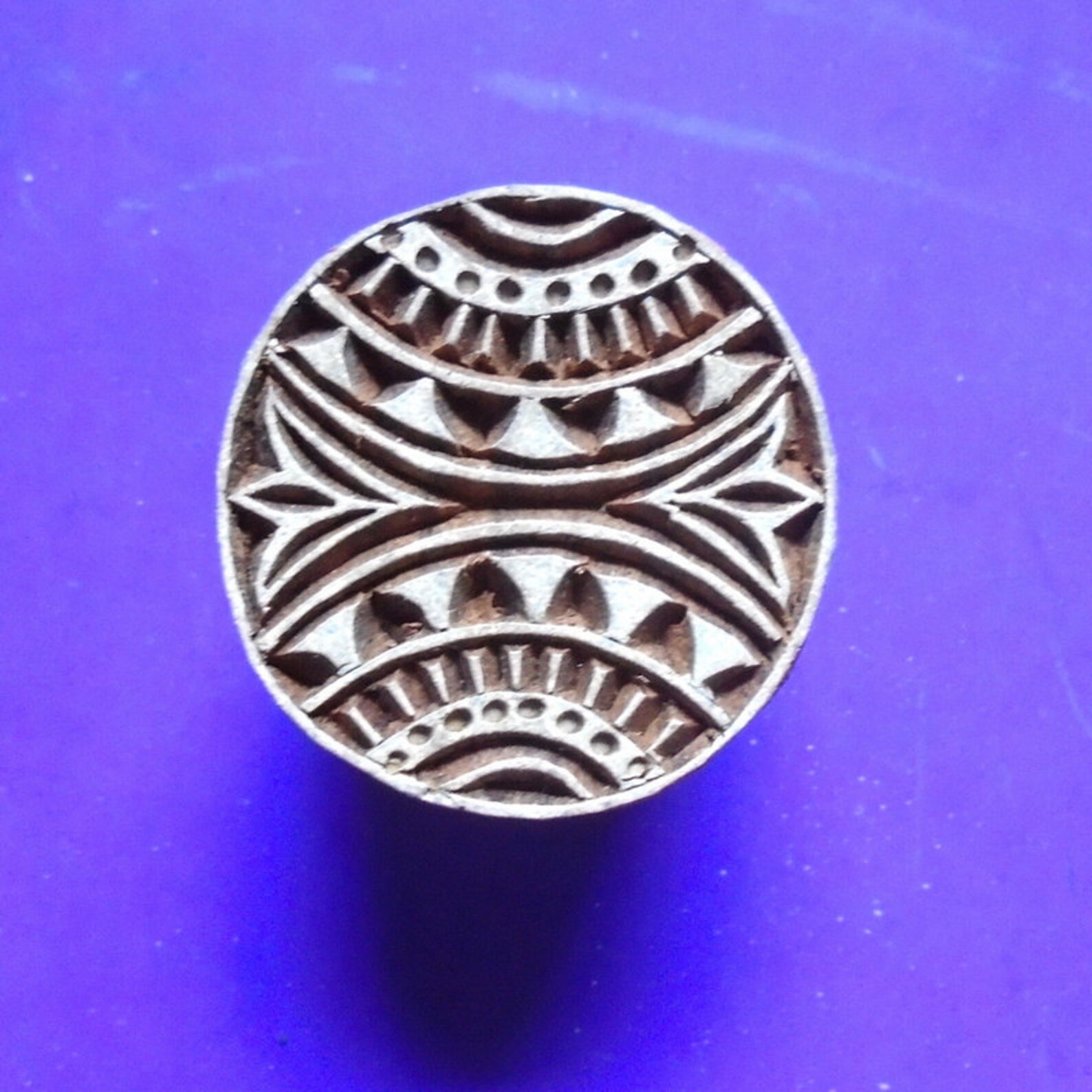 Round Wood Henna Stamp Indian Clay Textile Fabric Print Block Etsy