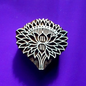 Lotus Wood Stamp Hand Carved Fabric Textile Clay Pottery henna Indian Printiing Block