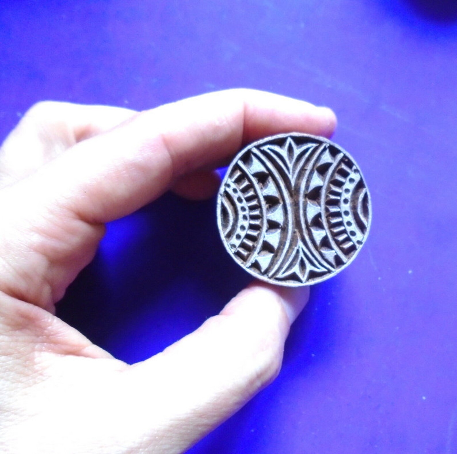 Round Wood Henna Stamp Indian Clay Textile Fabric Print Block Etsy