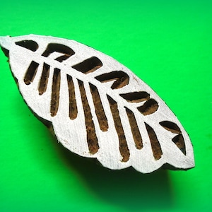 Leaf Hand Carved Pottery Clay Stamp Fabric Textile  Indian  Block for Printing