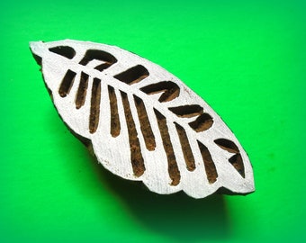 Leaf Hand Carved Pottery Clay Stamp Fabric Textile  Indian  Block for Printing
