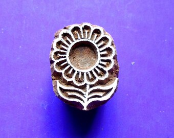 Sunflower Hand Carved Wood Pottery henna Small  Stamp Indian Printing Block (SM74)