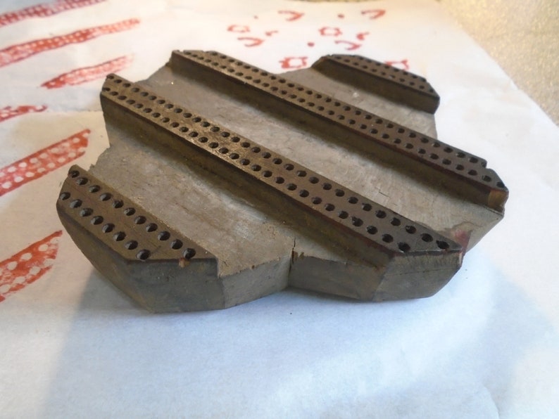Diagonal Lines Antique Vintage Large Wood Textile Clay pottery Stamp Hand Carved Old Indian Print Block BOX 2