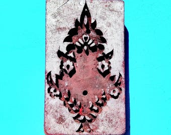 Abstract Large Floral Antique Vintage Large Wood Texile Clay Stamp Hand Carved Old Indian Printing Block VBX1