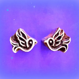 Dove Small Bird Hand Carved Wood Pottery Textile Clay Fabric Stamp  Indian Printing Block (SM65)