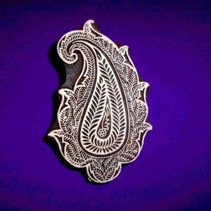 Large Paisley Leaf Hand Carved Indian Wood Stamp Indian Printing Block