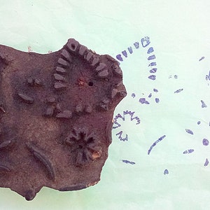 Abstract Floral Antique Vintage Large Wood Texile Clay Stamp Hand Carved Old Indian Print Block VBX2