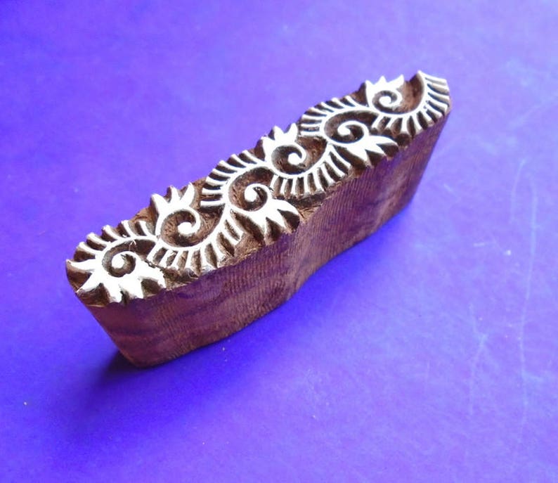 Swirl Border Wood  Textile Clay Pottery Stamp Hand Carved Indian Print Block