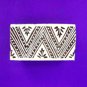 Border Wood Geometric Leaf Pottery Stamp Hand Carved Indian Print Block