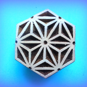 Geometric Star Flower Wood henna Stamp Hand Carved Fabric Textile Indian Print Block