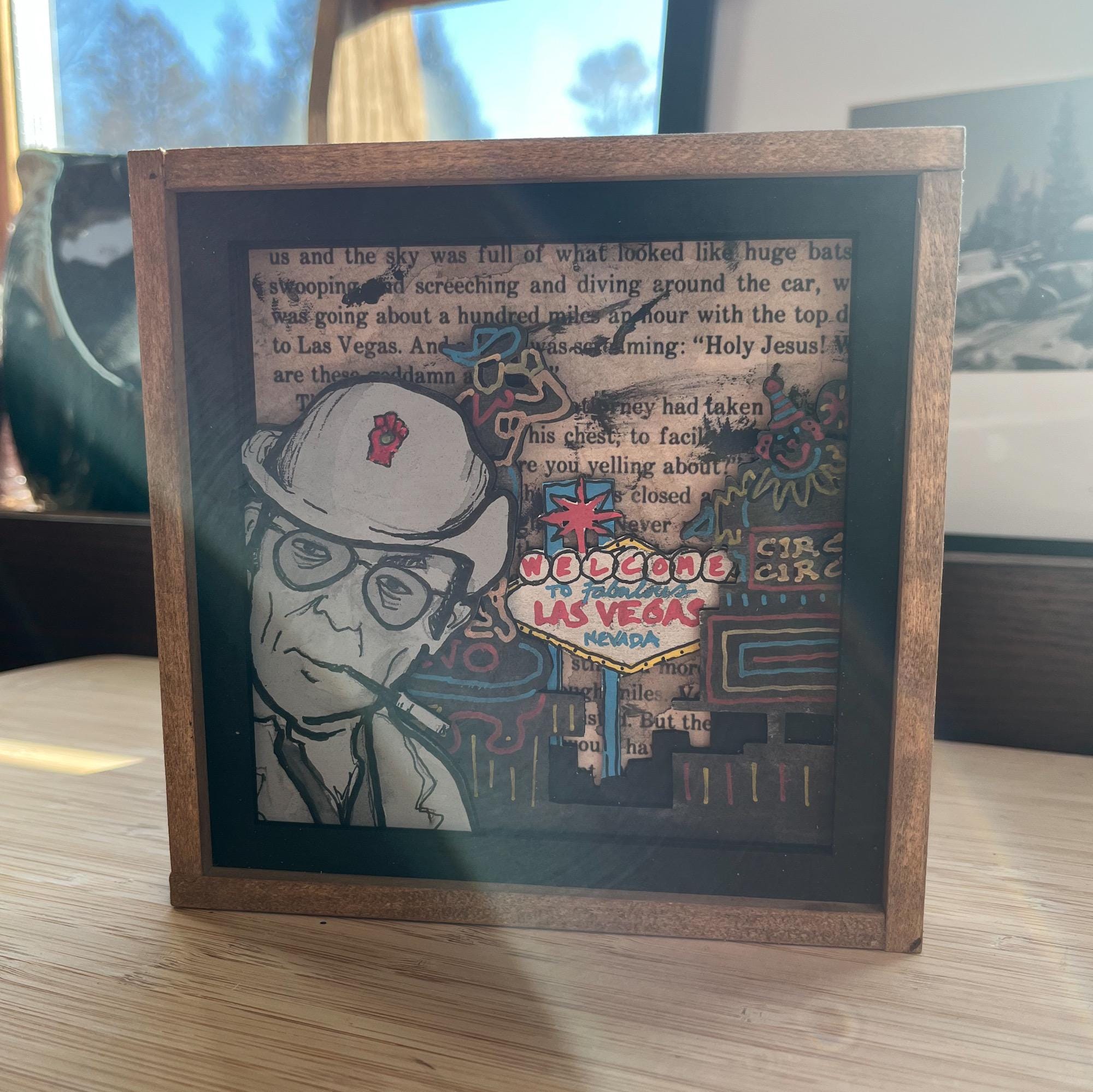 Hunter S. Thompson Wood Art: Fear and Loathing in Las Vegas Portrait