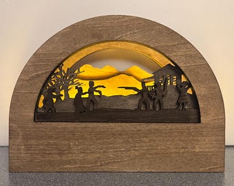 Zombie attack candle shadow box - Halloween schwibbogen/flickering tea light decoration