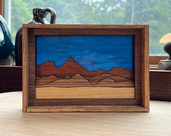 Badlands National Park Art: Layered Wood & Stained Glass Window Decor