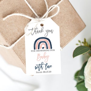Editable Gender Reveal Favor Tag: Rainbow Baby Shower (Digital Download)
