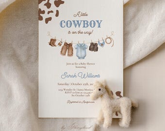 Cowboy Baby Shower Invitation: Western Theme, Editable Canva Template (Digital Download)