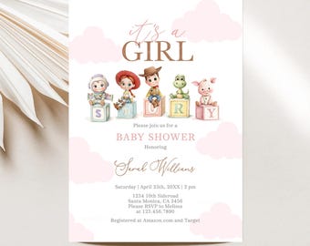It's a Girl Toy Story Baby Shower Invitation: Editable template (Digital Printable Invite)