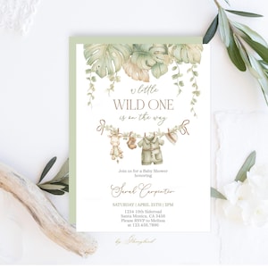 Safari Baby Shower Invitation: A Little Wild One, Gender Neutral (Editable Downloadable File 5x7&quot;)