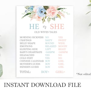 Old Wives Tales Sign, Gender Reveal Poster, Gender Reveal Old Wives Tales Poster, Boy or Girl, Printable Gender Reveal Sign