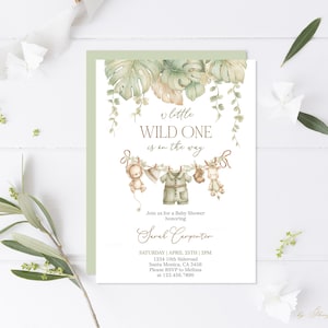 Safari Baby Shower Invitation: Wild One Theme (Editable Downloadable File 5x7in )