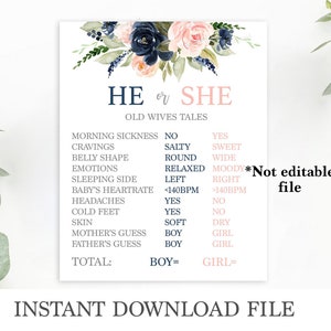 Old Wives Tales Sign, Gender Reveal Poster, Gender Reveal Old Wives Tales Poster, Boy or Girl, Printable Gender Reveal Sign