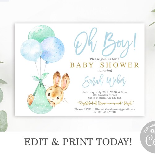 Some Bunny Baby Shower Invitation Editable Template Spring - Etsy