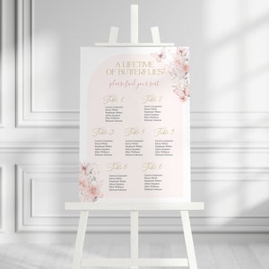Lifetime of butterflies bridal shower Seating Chart, Butterfly Bridal Shower sign, Butterflies custom size Seating Chart