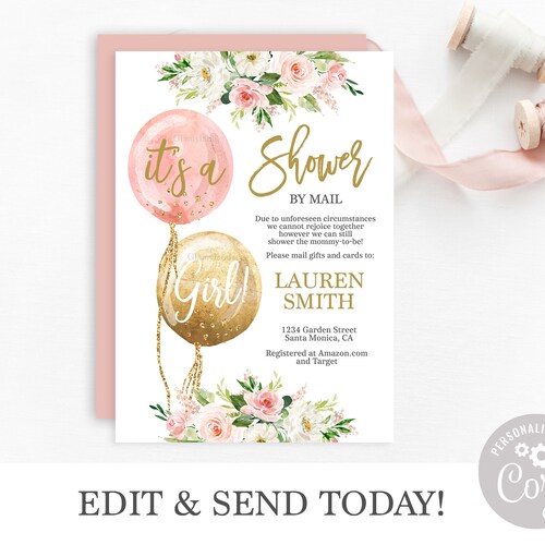 Invitations & Announcements Virtual Baby Shower Navy and Dusty Blue