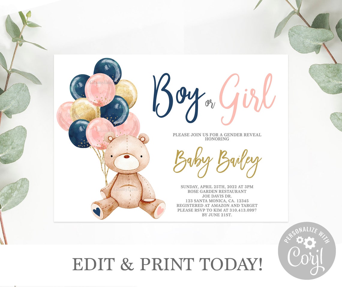 Teddy Bear Gender Reveal Sign Boy or Girl Bear Etsy Hong Kong