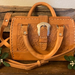 Bolso de mano vintage estilo oeste americano, hecho a mano, con correa de hombro desmontable, casi sin uso