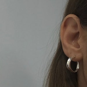 silver hoops, solid sterling silver earrings, modern earrings, organic earrings, contemporary earrings, fashion earrings, minimalist earring