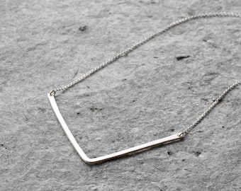 V necklace, chevron necklace, Sterling silver minimalist necklace, geometric necklace, simple necklace