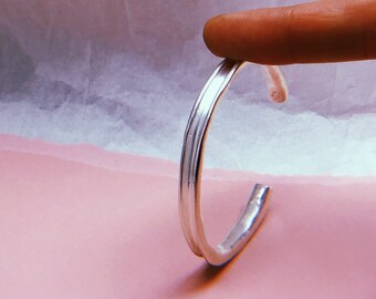 Statement irregular silver bangle/ Bold open bangle/ Irregular sterling silver bracelet/ Organic modern bracelet/ Minimalist bangle