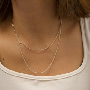 Sterling silver dainty chain choker/ Two chains chain necklace/ Minimalist silver chain/ Minimal modern necklace/ Adjustable length chain image 3