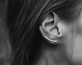 Silber Ohr Kletterer / Silber minimalistisch Ohr Kletterer / Sterling Silber gebogene Bar Ohr Kletterer / Minimalistische Ohrringe / Ohrmanschette / Geschenk für sie
