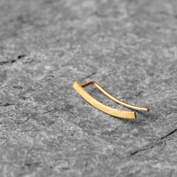 Sterling silver ear pins, gold plated ear cuffs, ear climber, curved ear pins, minimalist earrings, geometric earrings, contemporary jewelry