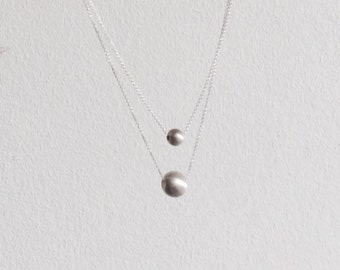 Double asymmetric necklace, geometric necklace, dainty necklace, contemporary necklace, modern necklace, Sterling silver necklace
